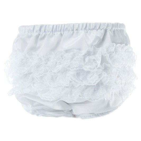White satin Frilly Pant (0-12mths)