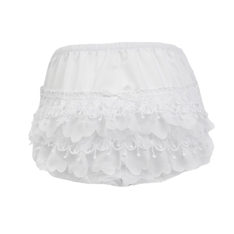 White frilly cotton pants