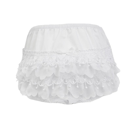 White frilly cotton pants