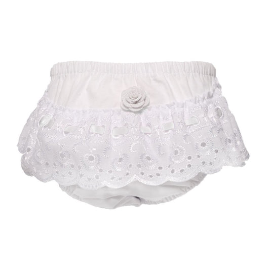 White Cotton Frilly Pants