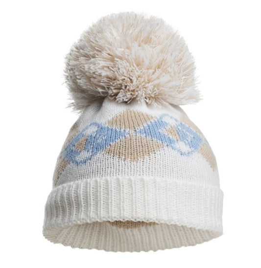 Blue Argyle Hat with Pom Pom