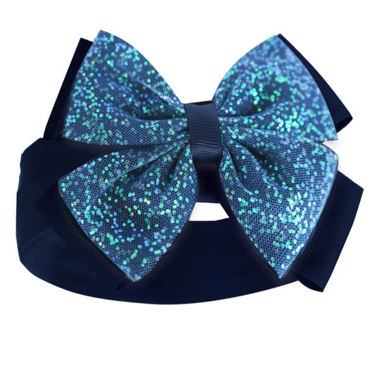 Navy headband with glitter bow