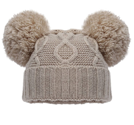 Biscuit chain design hat with Pom poms and turnover