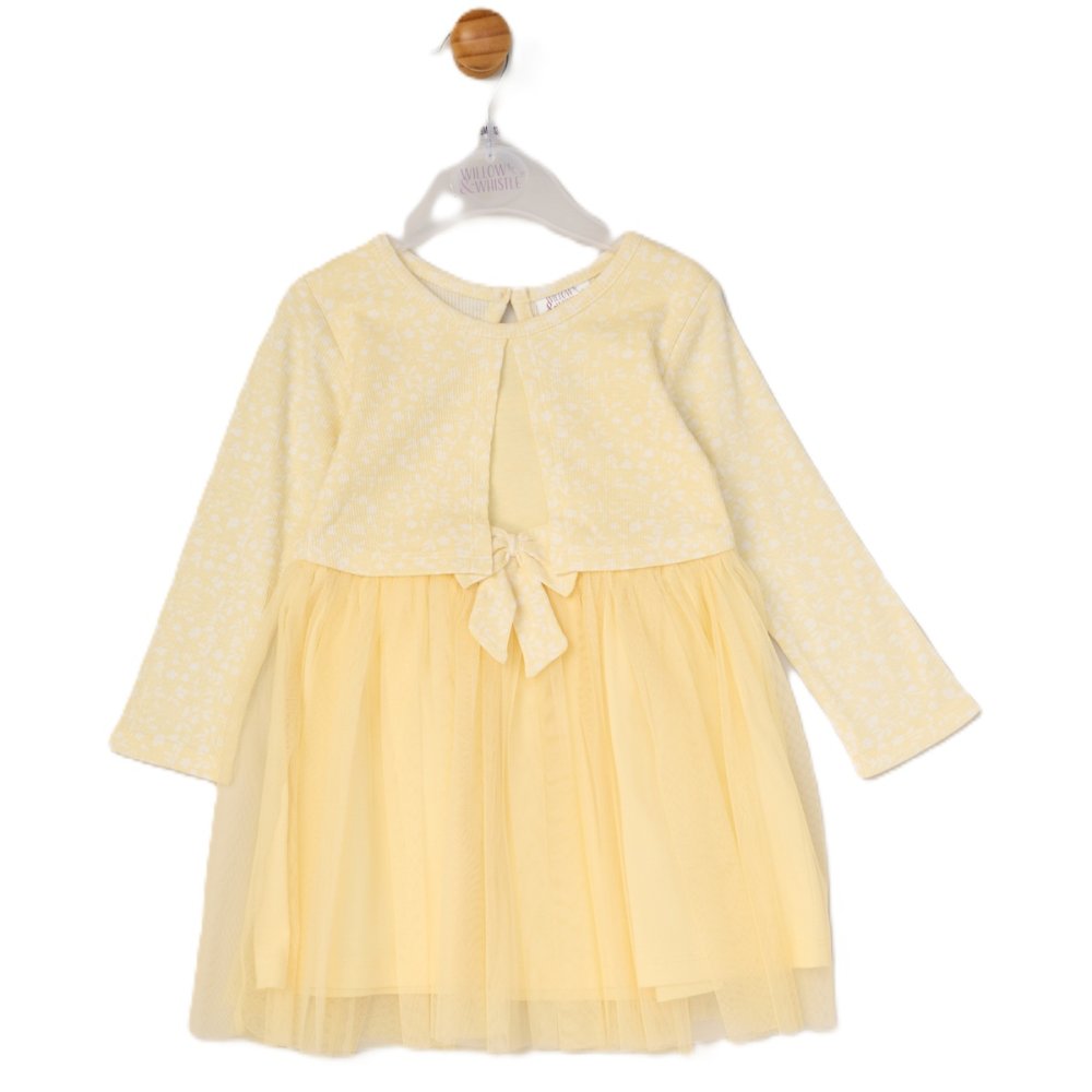 Baby Girls Mock Bolero Mesh Skirt Dress in Yellow