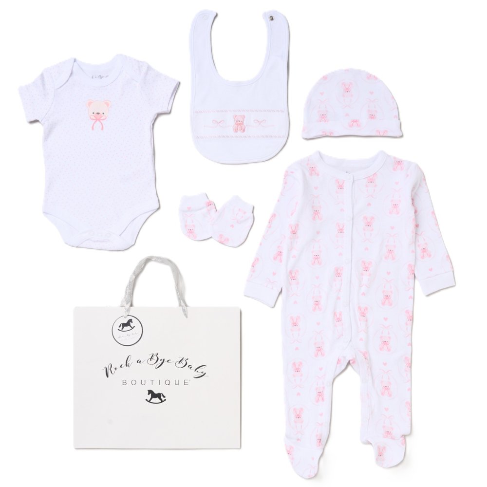 Baby Girls Teddy 6-Piece Gift Set