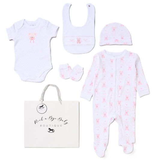 Baby Girls Teddy 6-Piece Gift Set