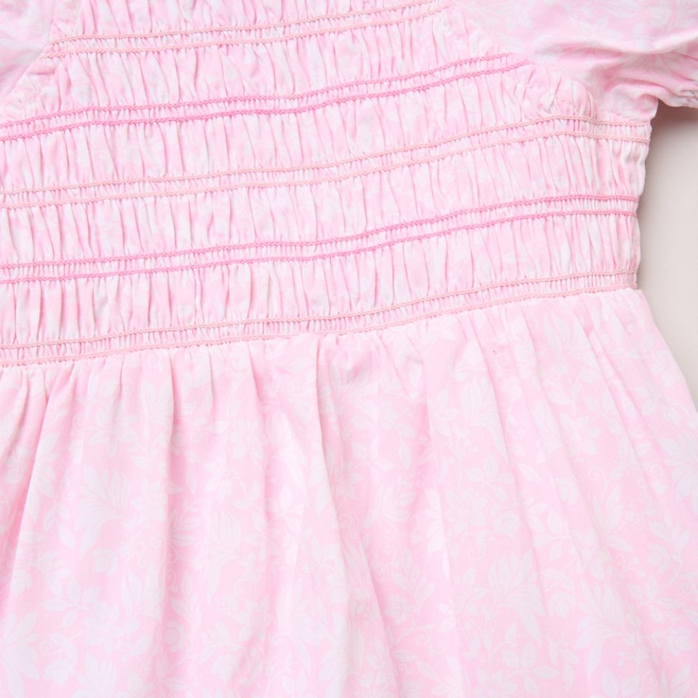 Girls Smocked Dress & Scrunchie Set in Pink