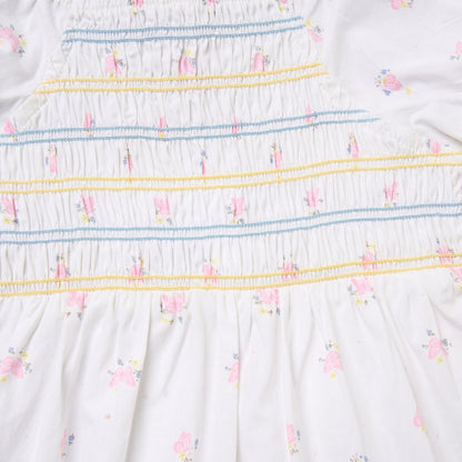 Girls Smocked Dress & Scrunchie Set in White
