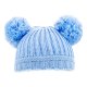 Knitted Hat With Pom Pom's in Sky Blue