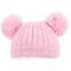Knitted Hat With Pom Pom's in Pink