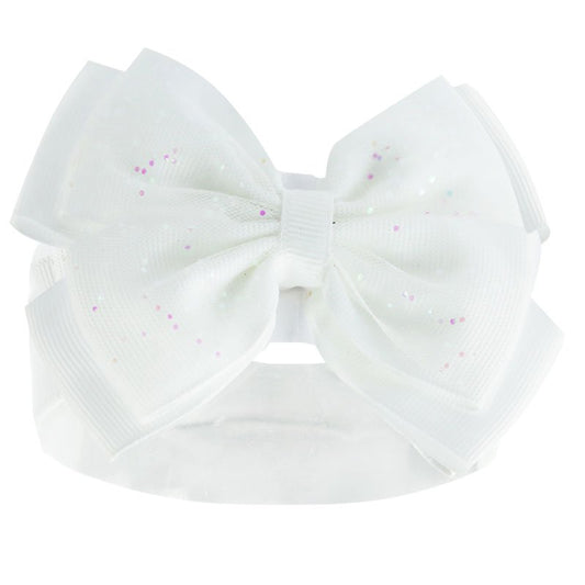 White headband with glitter bow