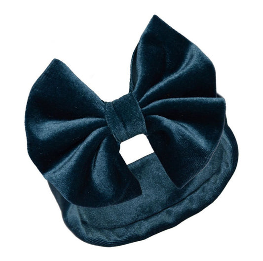 Teal Velour Headband with Bow