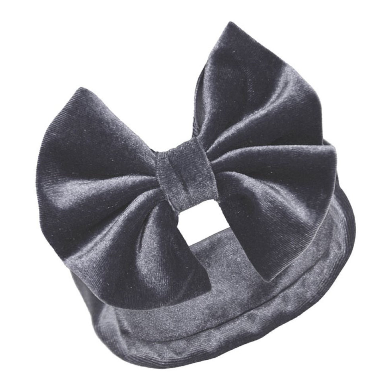 Grey Velour Headband with Bow