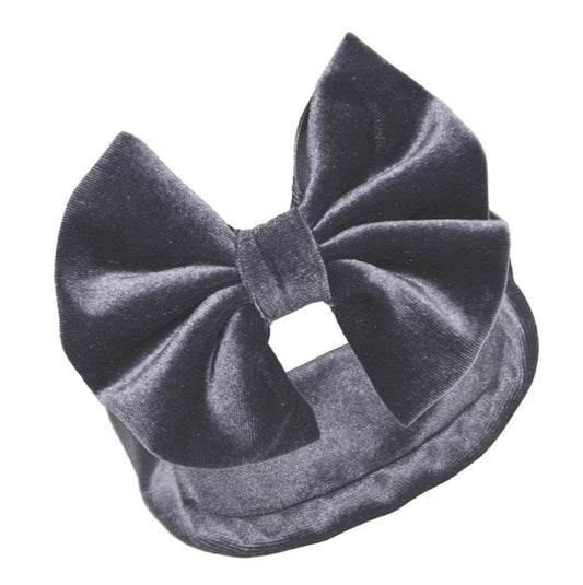 Grey Velour Headband with Bow