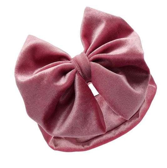 Dusty Pink Velour Headband with Bow