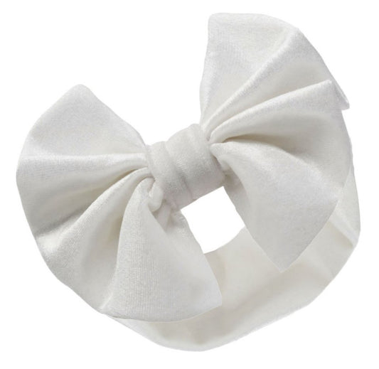 Cream Velour Headband with Bow
