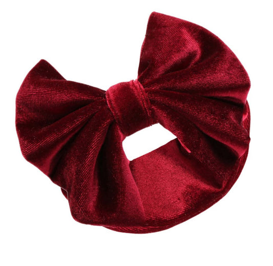 Burgundy Velour Headband with Bow