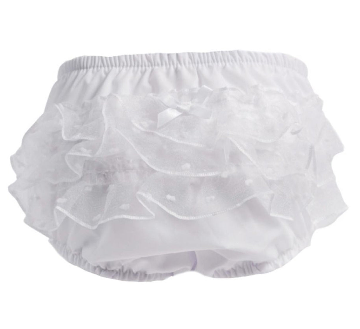 White Spotty Lace Frilly Pants with bow (0-18 months)
