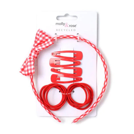 Red Aliceband, Elastics and Sleepies set