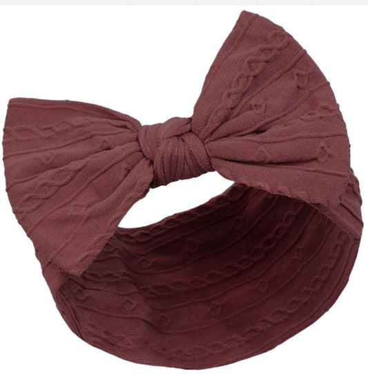 Dusky pink Cable Headband with Bow