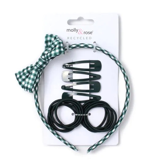Bottle Green Aliceband, Elastics and Sleepies set