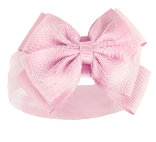 Pink headband with glitter bow