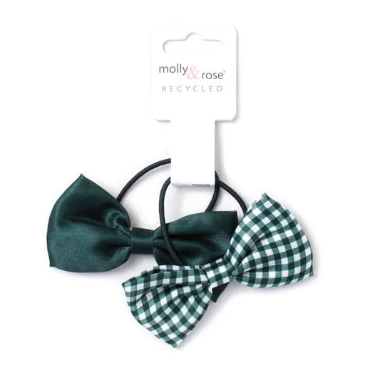 Bottle Green Bow Elastics