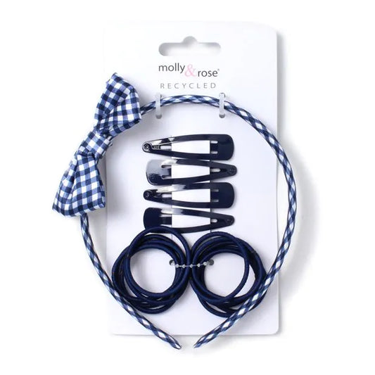 Navy Aliceband, Elastics and Sleepies set