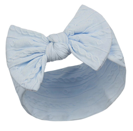 Blue Cable Headband with Bow