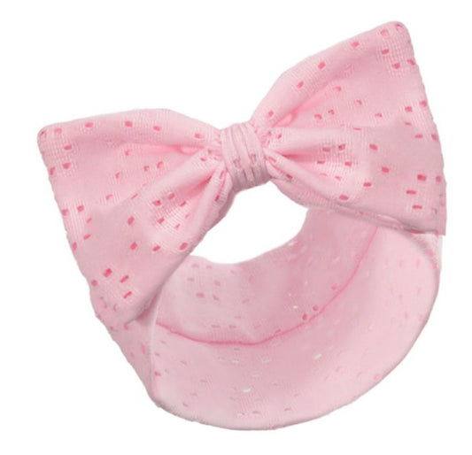 Pink Broderie  anglaise Headband with Bow