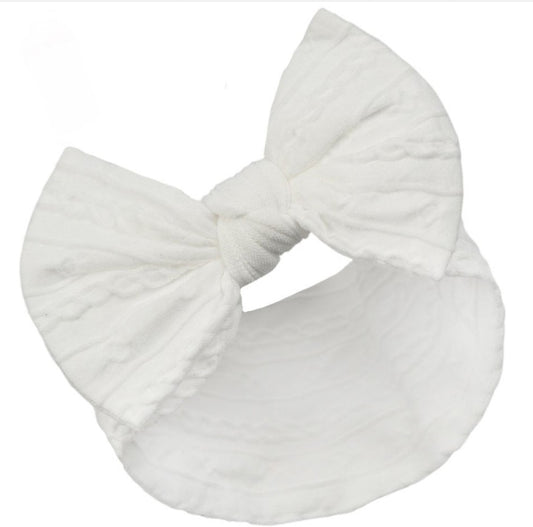 White Cable Headband with Bow