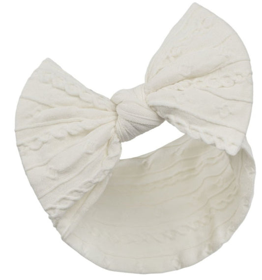 Cream Cable Headband with Bow