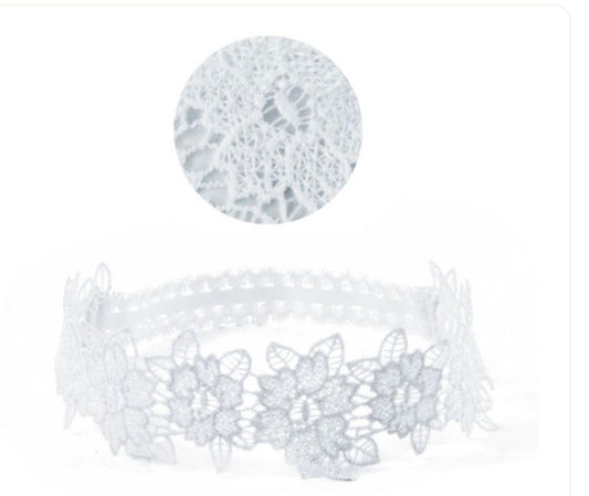 White floral lace headband