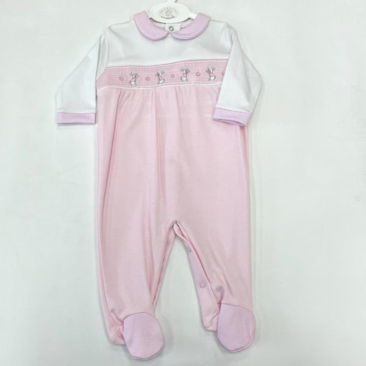Pink Onesie with Rabbit Print
