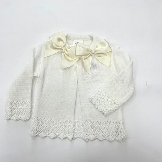 Cream double bow cardigan