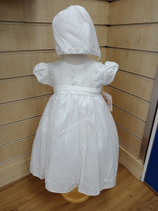 White Pearl and Diamond Embellished Christening Gown