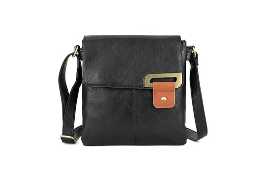 Black Side Clasp Cross Body Bag j69018