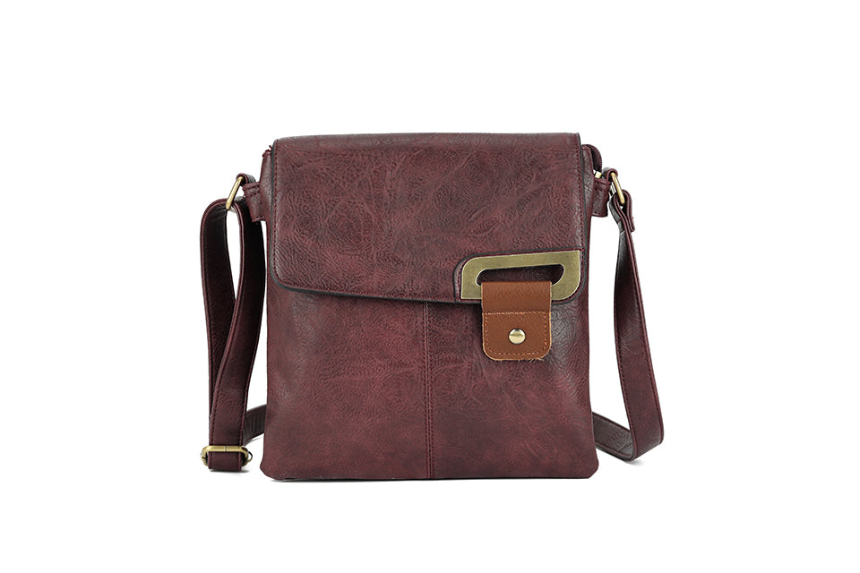 Wine Grey Side clasp Cross Body Bag j69018