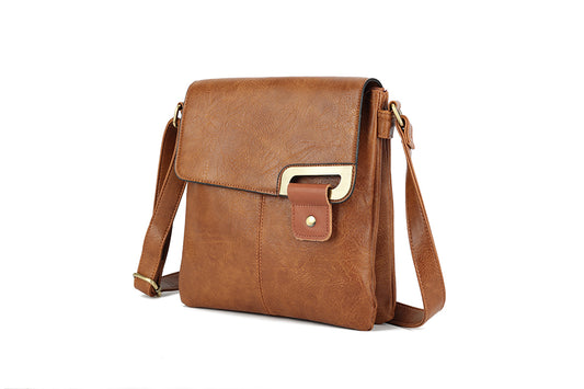 Brown Side clasp Cross Body Bag j69018