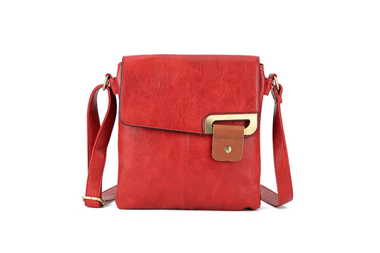 Red Side clasp Cross Body Bag j69018