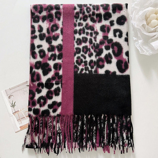 Leopard Print Block Scarf in Pink