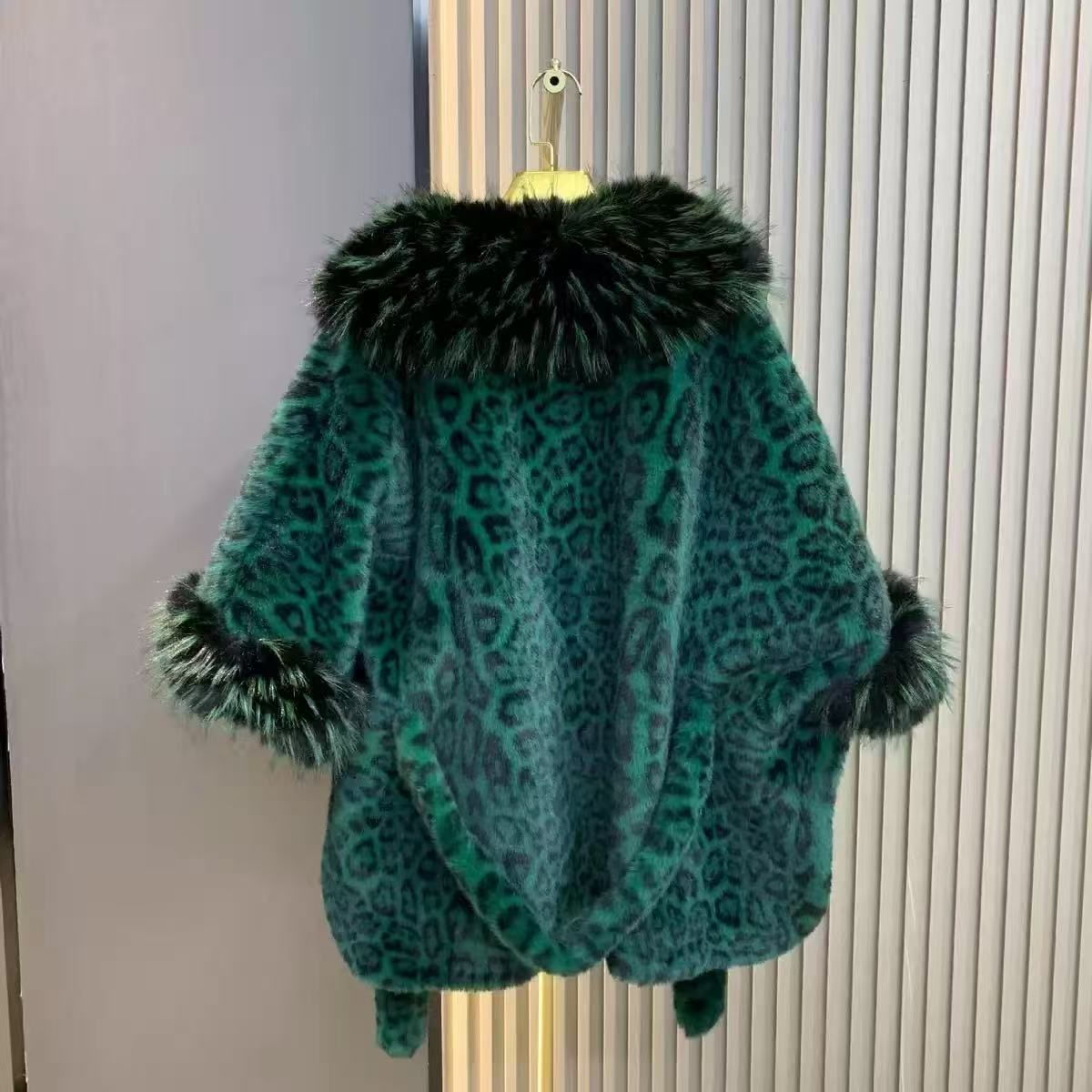 Luxurious Leopard Fur Coat in Green