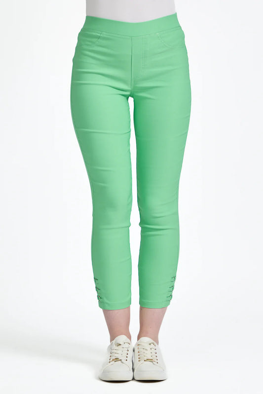 Ladies Eyelet Detail Bengaline Trouser in Green