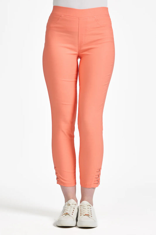 Ladies Eyelet Detail Bengaline Trouser in Coral