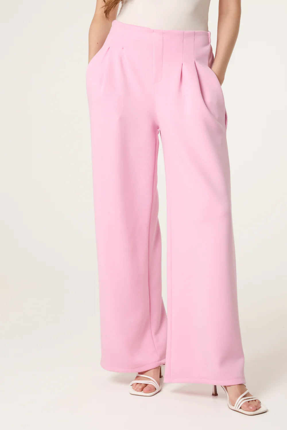 Soft Touch Front Crease Trousers in Bubblegum Pink