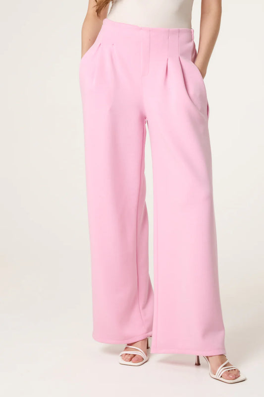 Soft Touch Front Crease Trousers in Bubblegum Pink