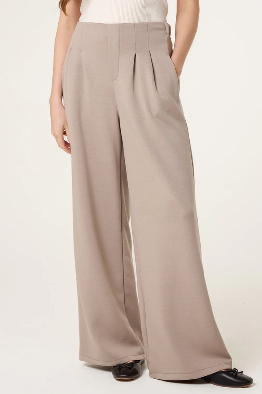 Soft Touch Front Crease Trousers in Mocha