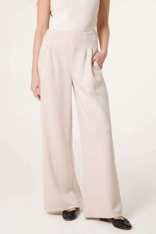 Soft Touch Front Crease Trousers in Stone
