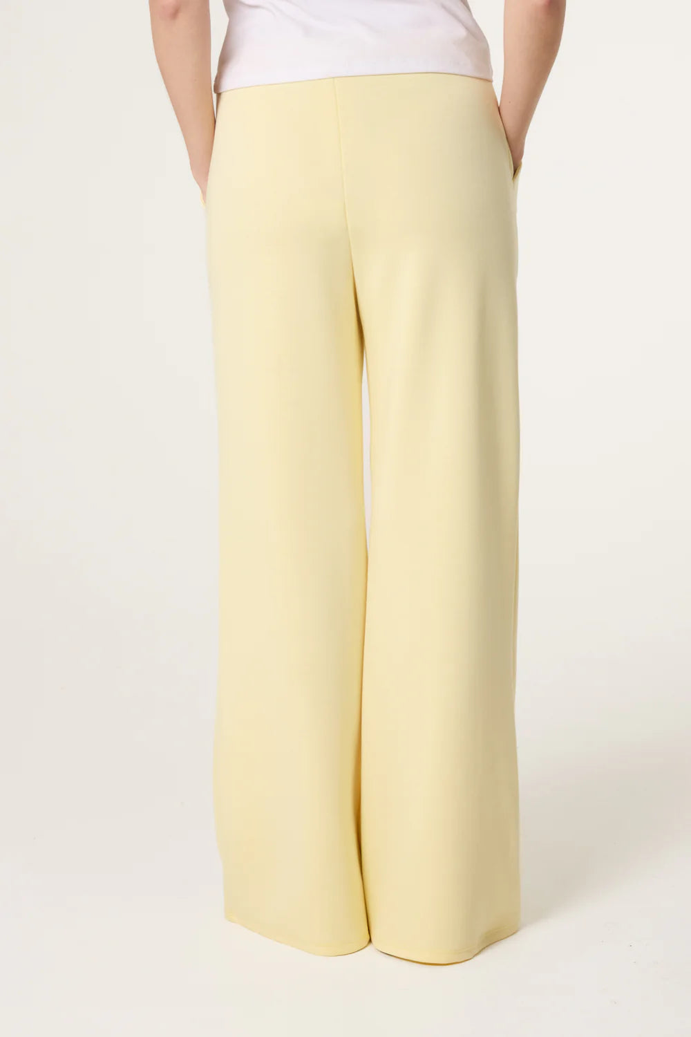 Drawstring Front Crease Flares in Lemon