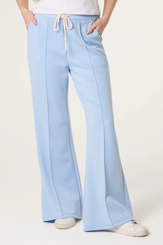 Light Blue Drawstring Front Crease Flares